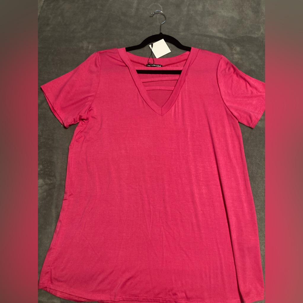 Heimish Pink Spandex Rayon Usa Cut Out Front